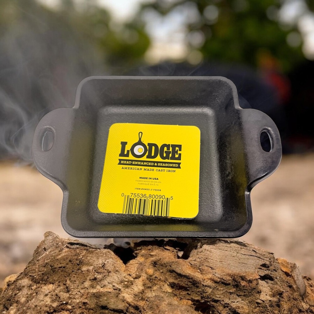 Lodge 5 Inch Square Cast Iron Mini Server - Heat-Enhanced & Seasoned - USA Made